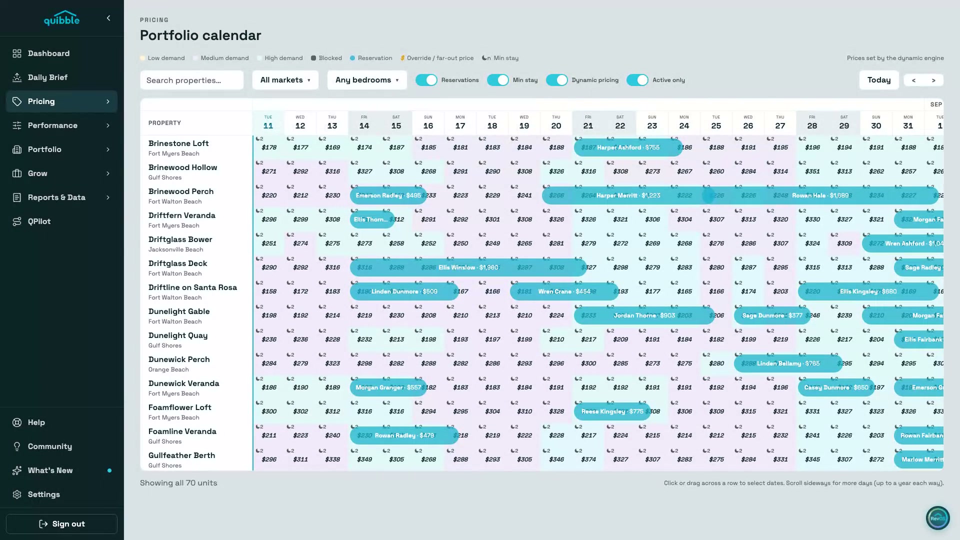 Portfolio Calendar — the Quibble app